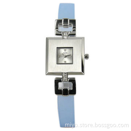 Ladies' Watch with Square Stainless Steel Case, Silicone Strap, Cute and Fancy Items